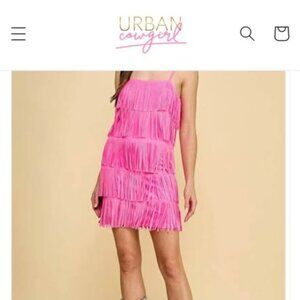 Urban Cowgirl TCEC - Pink Tiered Fringe Dress